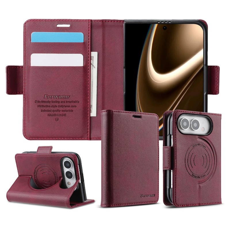 Leather Wallet Card Holder Phone Cover - Business Leather Wallet Card Slots Stand