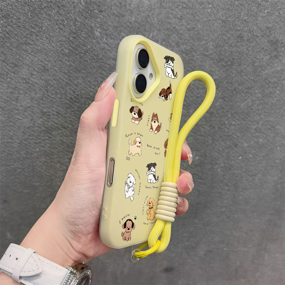 Cute Cartoon Wrist Strap Silicone Case - Cute Cartoon Dog Phone Case For