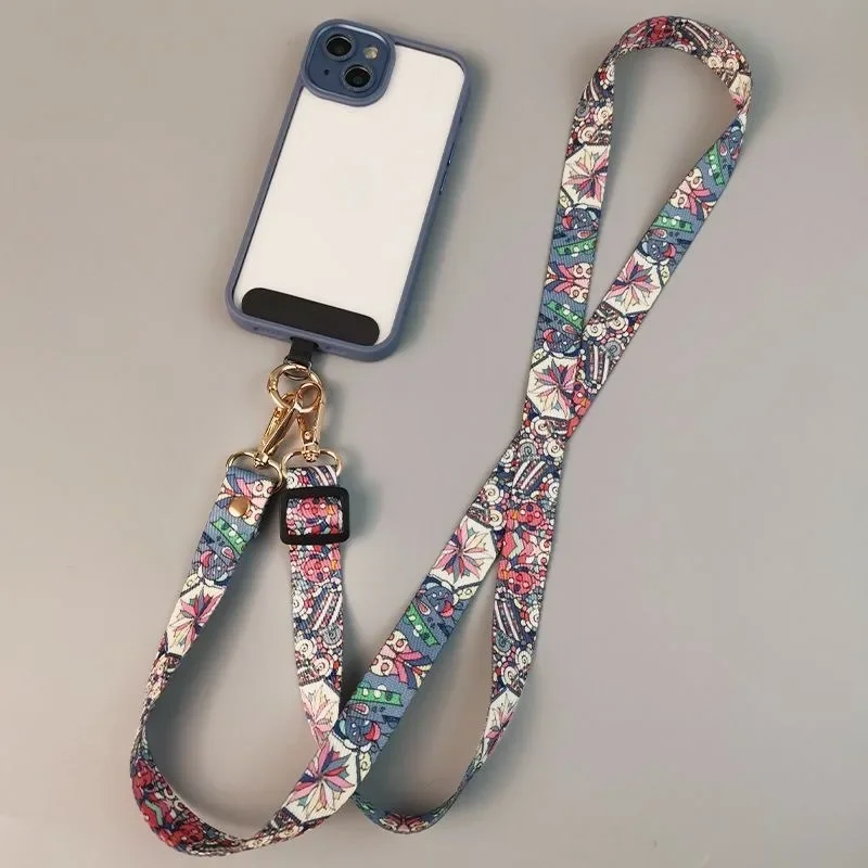 Crossbody Lanyard Neck Strap Case - Mobile Phone Clip Antilost Retro Pattern